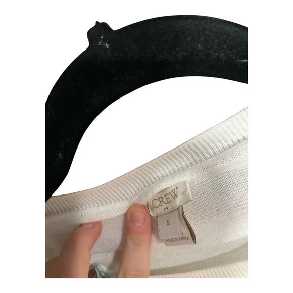 J. Crew Sweater Women Small White Bow 100% Cotton - Picture 3 of 4